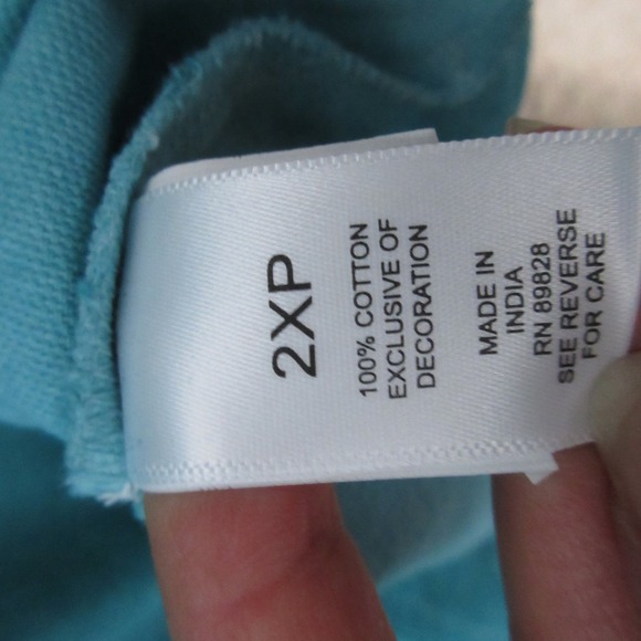 Logo by Lori Goldstein Tunic Top Plus 2XP Petite Green Distressed Canvas Pockets - Picture 6 of 11